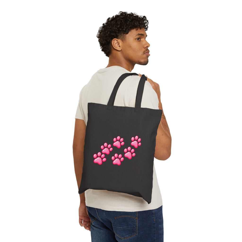 Pink Paw Print Tote bag - Cotton Canvas