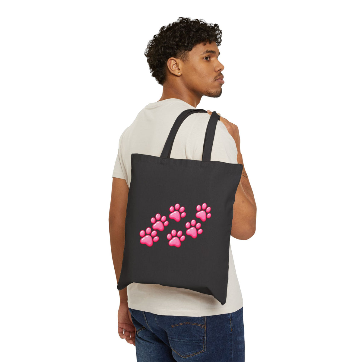 Pink Paw Print Tote bag - Cotton Canvas