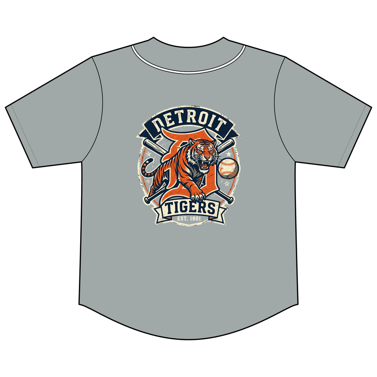 Tigers Short Sleeve Full-Button Baseball Top