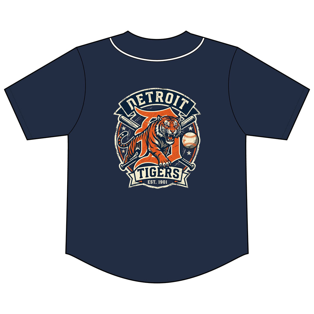 Tigers Short Sleeve Full-Button Baseball Top