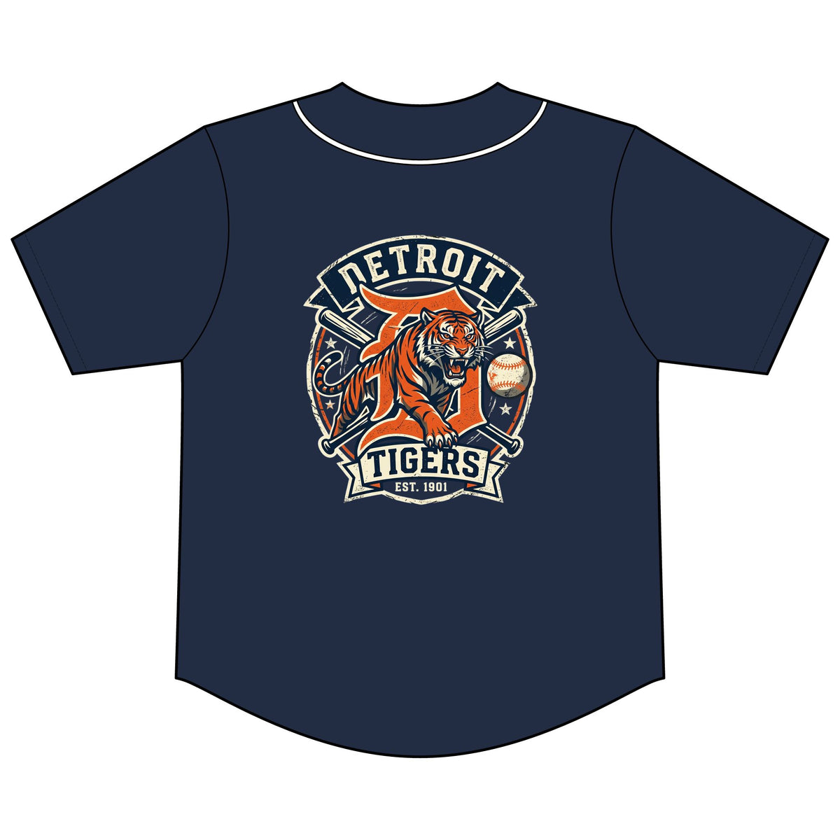 Tigers Short Sleeve Full-Button Baseball Top